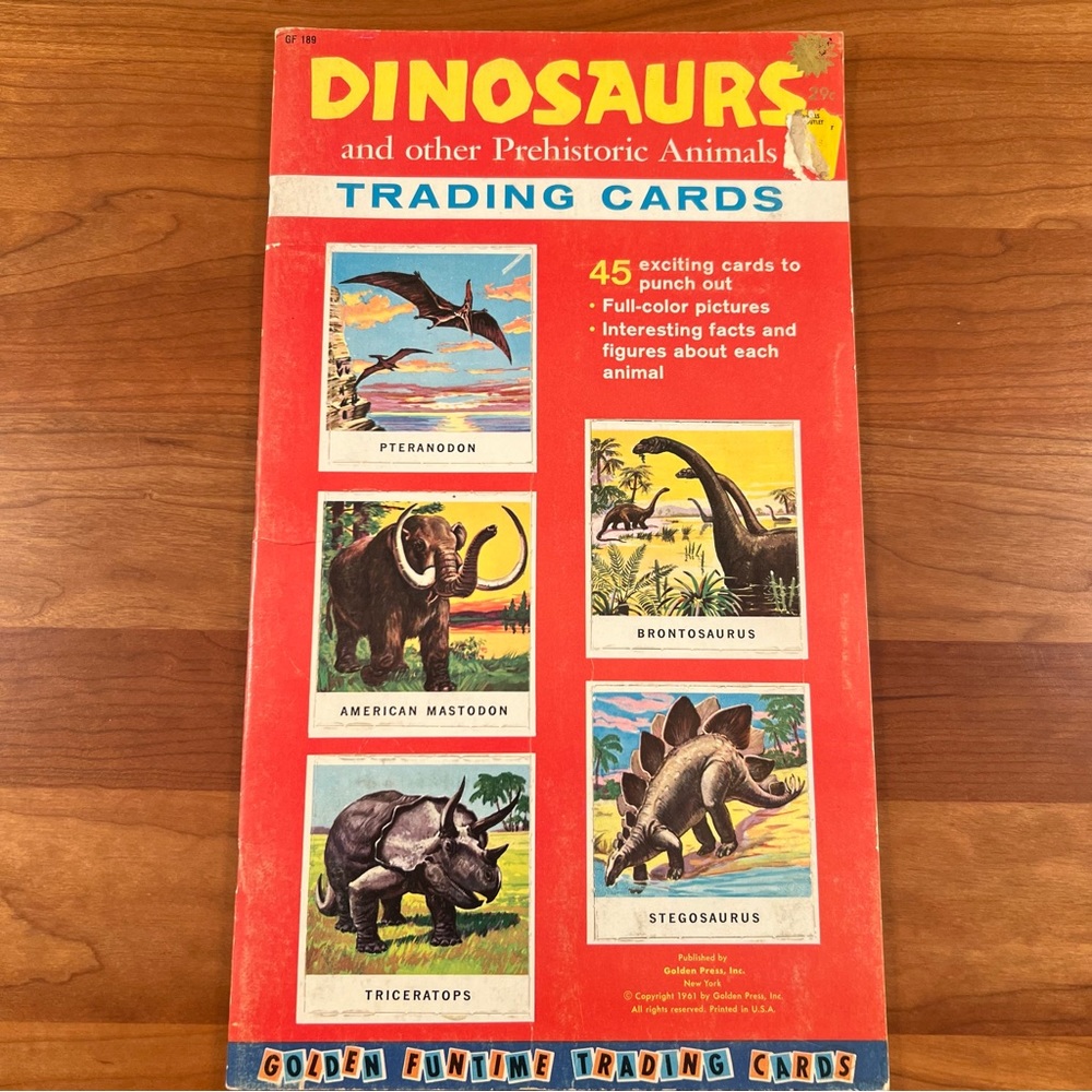 GOLDEN FUNTIME 45 DINOSAURS TRADING CARDS - 1961, UNPUNCHED!